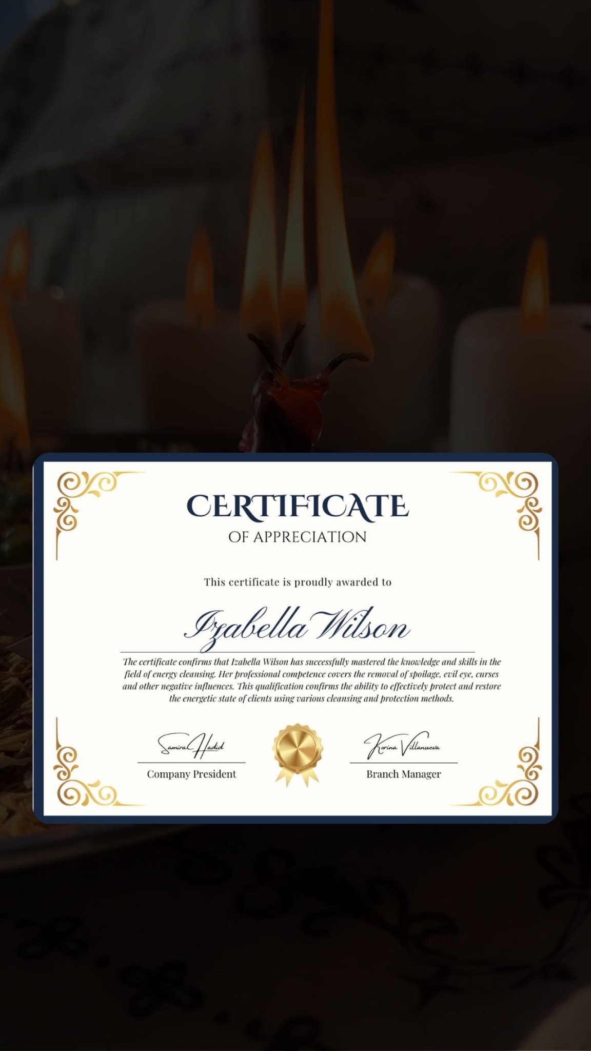 Certificado: Limpieza energética