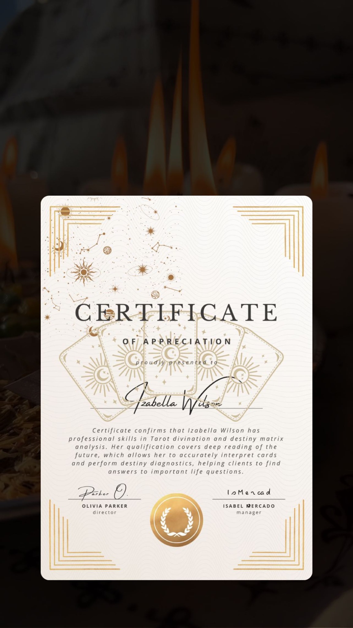 Certificado: Tarot y matriz del destino