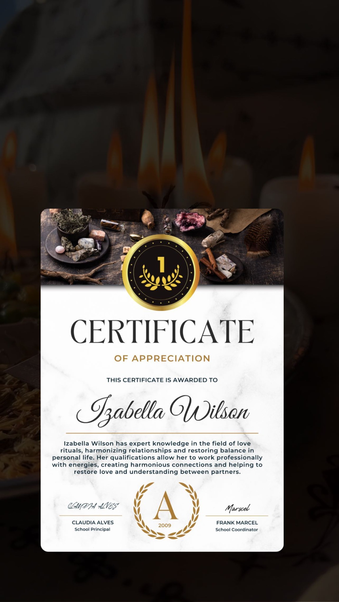 Certificado: Amor y relaciones